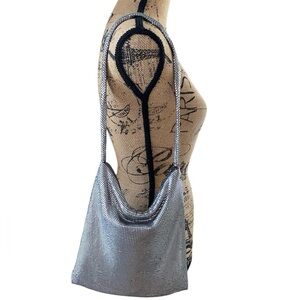 Whiting & Davis Silver Metallic Mesh Shoulder Bag